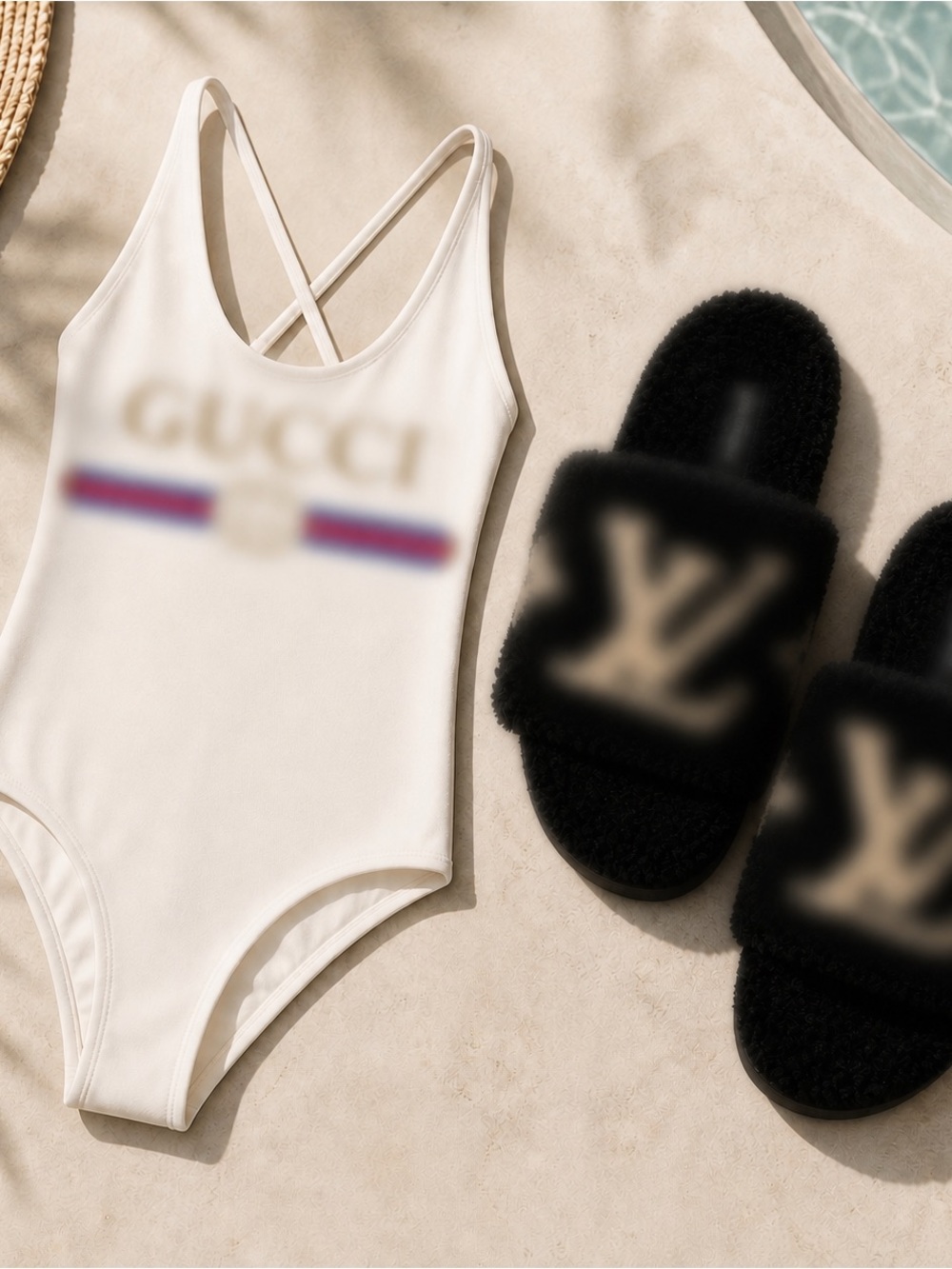 Women’s White One-Piece Swimsuit – Luxury Logo Style large